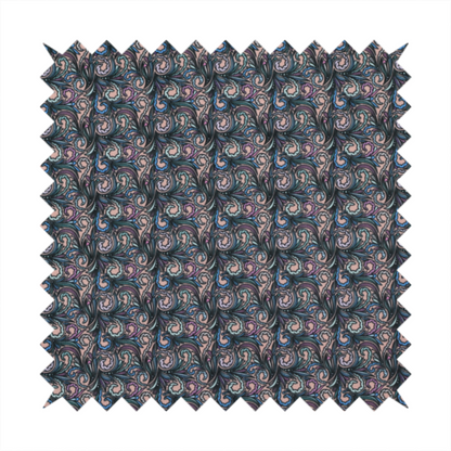 A intricate, swirling floral pattern with a rhythmic, dense repeat that creates a sophisticated tapestry-like effect.
