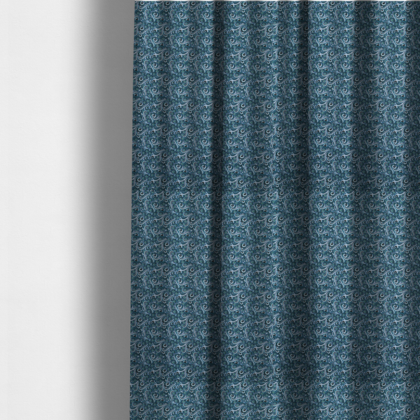 The fabric used to create these made-to-measure curtains is a intricate, monochromatic swirling pattern with a mesmerizing, liquid-like aesthetic.