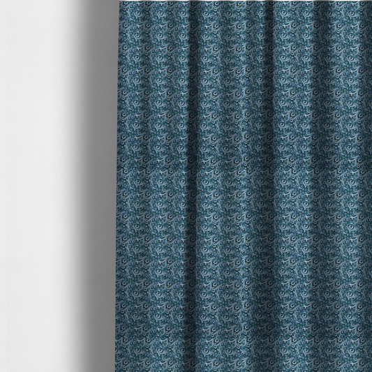 The fabric used to create these made-to-measure curtains is a intricate, monochromatic swirling pattern with a mesmerizing, liquid-like aesthetic.