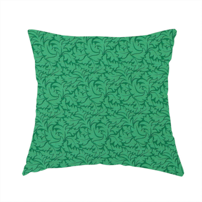The fabric used to create this handmade cushion is a intricate, monochromatic botanical pattern with a dense, leafy aesthetic.