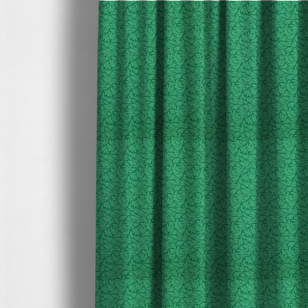 The fabric used to create these made-to-measure curtains is a  intricate, monochromatic botanical pattern with a dense, leafy aesthetic.