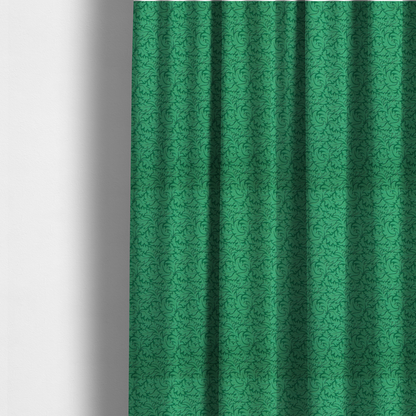The fabric used to create these made-to-measure curtains is a  intricate, monochromatic botanical pattern with a dense, leafy aesthetic.