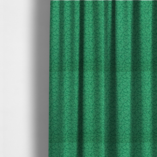 The fabric used to create these made-to-measure curtains is a  intricate, monochromatic botanical pattern with a dense, leafy aesthetic.