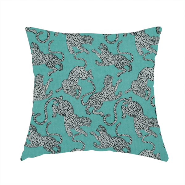 The fabric used to create this handmade cushion is a playful, modern wildlife pattern with a rhythmic, repeating animal motif.