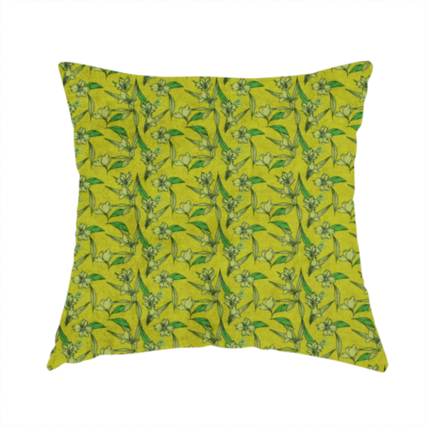 The fabric used to create this handmade cushion is a vintage-style botanical pattern with a serene, nature-inspired aesthetic.