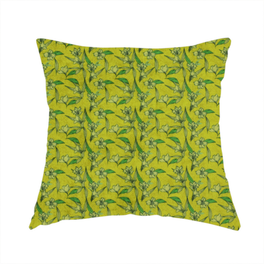 The fabric used to create this handmade cushion is a vintage-style botanical pattern with a serene, nature-inspired aesthetic.