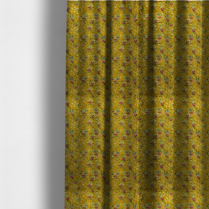 The fabric used to create these made-to-measure curtains is a delicate, vintage-style floral pattern with a warm, sun-drenched aesthetic.