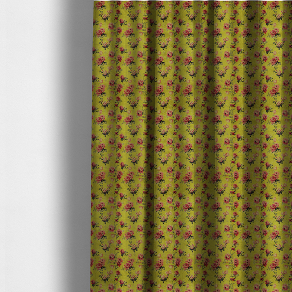 The fabric used to create these made-to-measure curtains is a vintage-inspired floral pattern with a romantic, aged aesthetic.