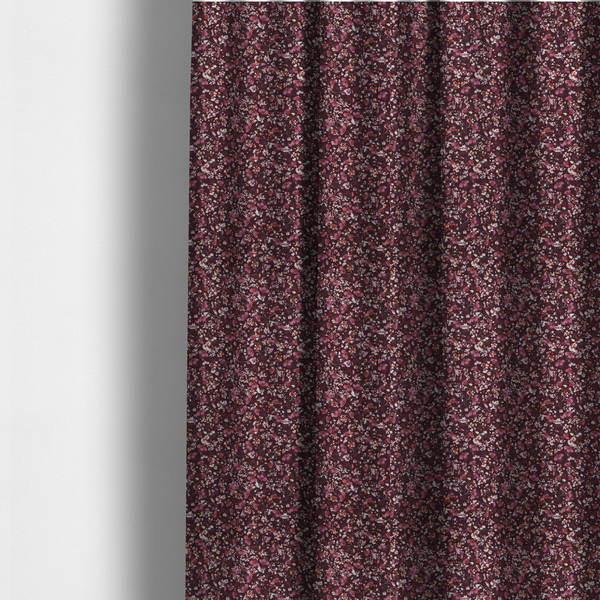 The fabric used to create these made-to-measure curtains is a dense, monochromatic ditsy floral pattern with a rich, romantic aesthetic.