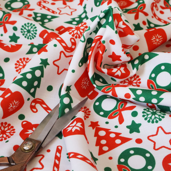 Green Red Candy Cane Christmas Furnishing Fabric DP-32