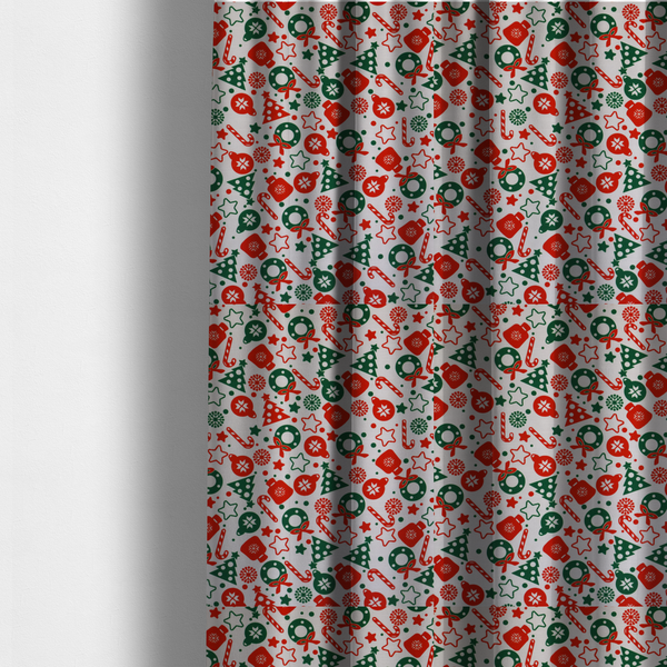 Green Red Candy Cane Christmas Furnishing Fabric DP-32 - Made To Measure Curtains