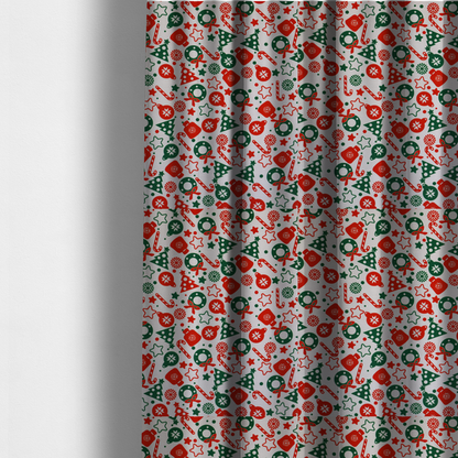 Green Red Candy Cane Christmas Furnishing Fabric DP-32 - Made To Measure Curtains