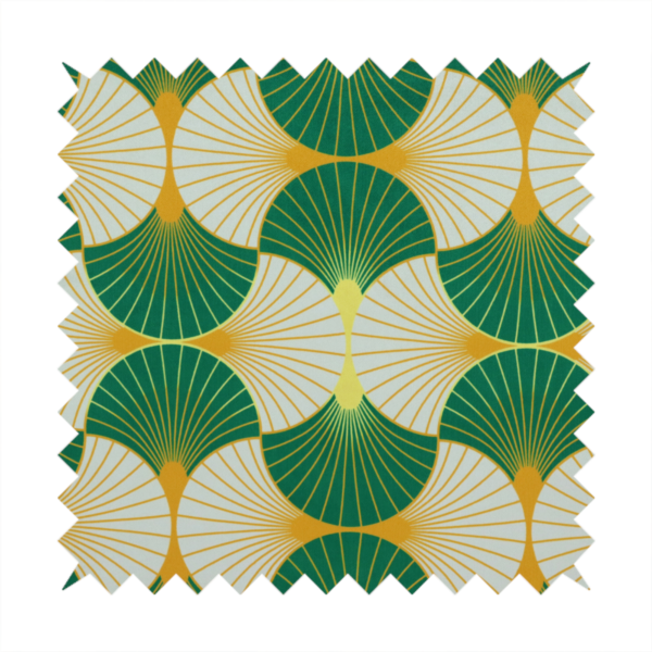 The DP-401-1 fabric features a crisp and architectural Art Deco aesthetic, utilizing a high-contrast palette that emphasizes its geometric precision.