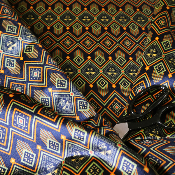 Aztec Geometric Soft Velvet Upholstery Fabric DP-41