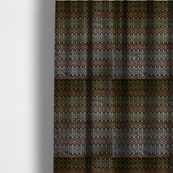 Aztec Geometric Soft Velvet Upholstery Fabric DP-41 - Made To Measure Curtains