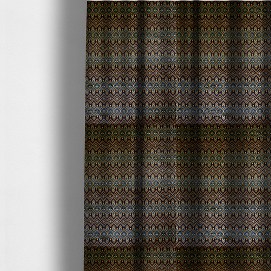 Aztec Geometric Soft Velvet Upholstery Fabric DP-41 - Made To Measure Curtains