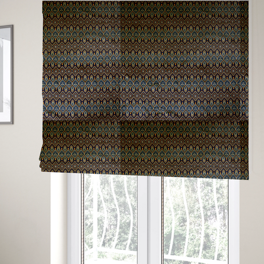 Aztec Geometric Soft Velvet Upholstery Fabric DP-41 - Roman Blinds