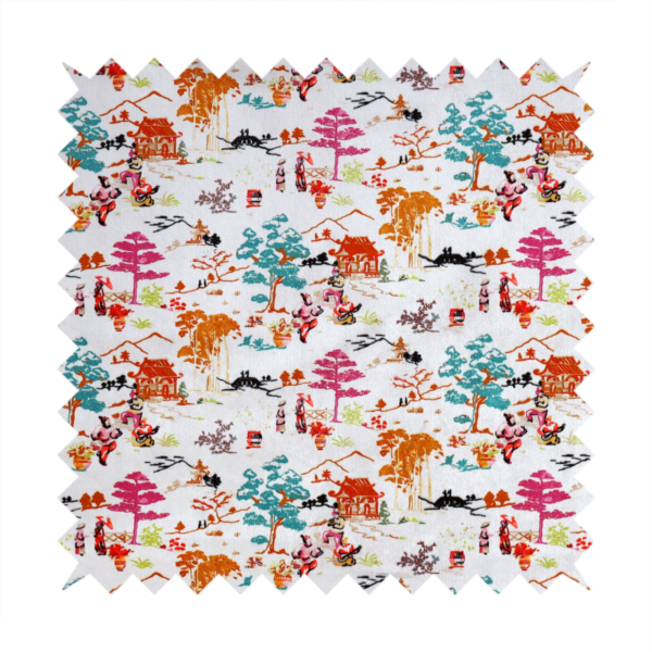 Heavens Gate Asian Garden Print Fabric Soft Velvet Upholstery Fabric DP-43