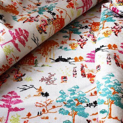 Heavens Gate Asian Garden Print Fabric Soft Velvet Upholstery Fabric DP-43