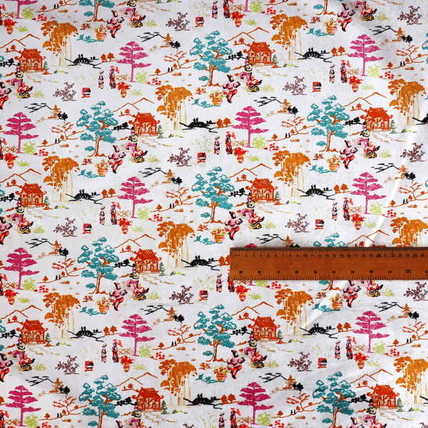 Heavens Gate Asian Garden Print Fabric Soft Velvet Upholstery Fabric DP-43