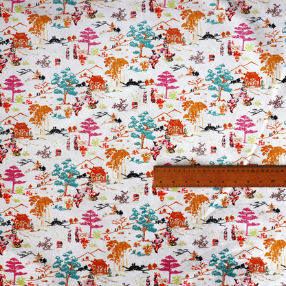 Heavens Gate Asian Garden Print Fabric Soft Velvet Upholstery Fabric DP-43