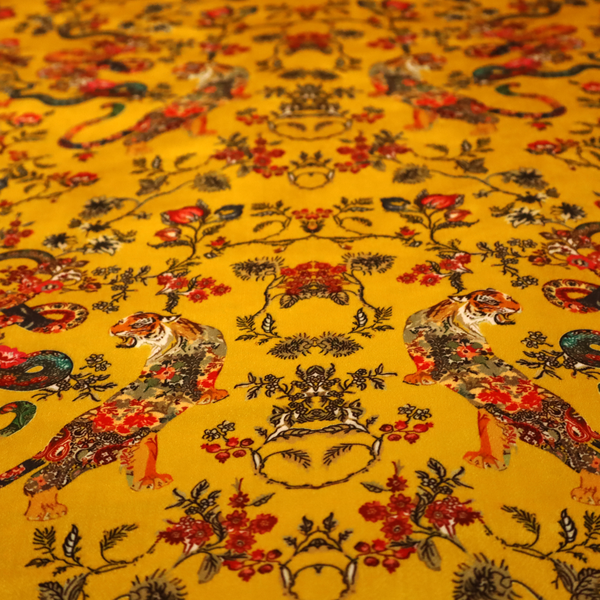 The Golden Serpent's Lair Soft Velvet Upholstery Fabric DP-44