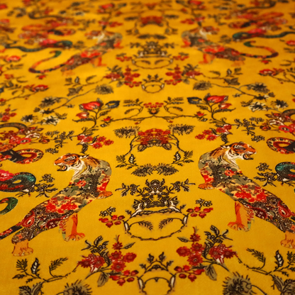 The Golden Serpent's Lair Soft Velvet Upholstery Fabric DP-44