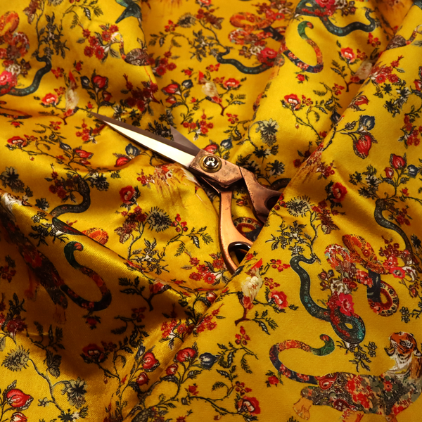 The Golden Serpent's Lair Soft Velvet Upholstery Fabric DP-44