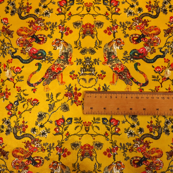 The Golden Serpent's Lair Soft Velvet Upholstery Fabric DP-44