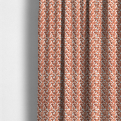 The fabric used to create these made-to-measure curtains features a graphic, contemporary Easter pattern set against a warm, terracotta-orange background. The design is characterized by its clean, high-contrast motifs and a limited, modern colour palette.