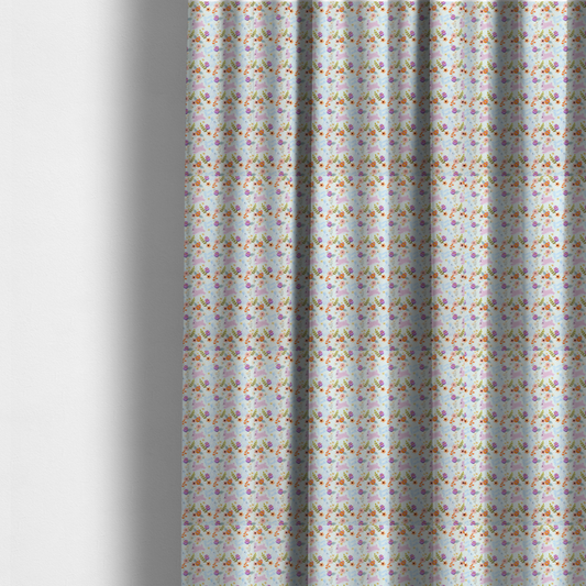 The fabric used to create these made-to-measure curtains features a sweet, pastoral Easter pattern on a crisp, white background. The design has a classic, gentle feel, combining soft pastel illustrations with delicate floral arrangements.
