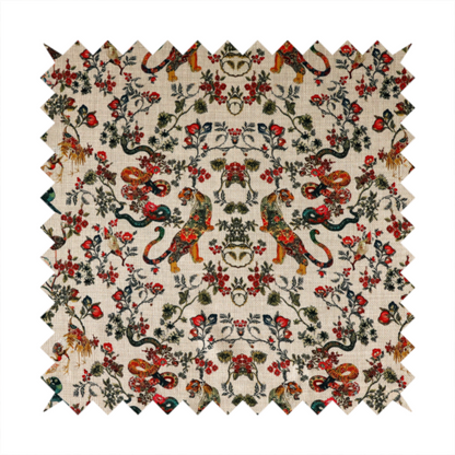 Detailed Animal and Botanical Upholstery Fabric DP-46