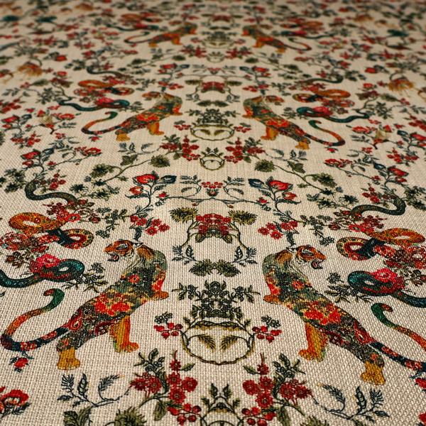 Detailed Animal and Botanical Upholstery Fabric DP-46