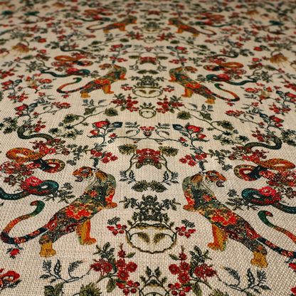 Detailed Animal and Botanical Upholstery Fabric DP-46