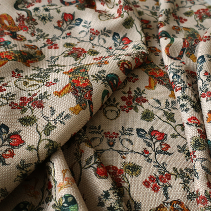 Detailed Animal and Botanical Upholstery Fabric DP-46