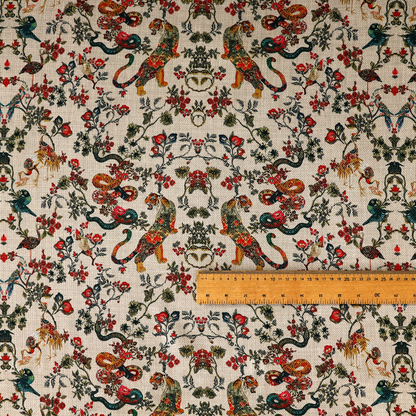 Detailed Animal and Botanical Upholstery Fabric DP-46