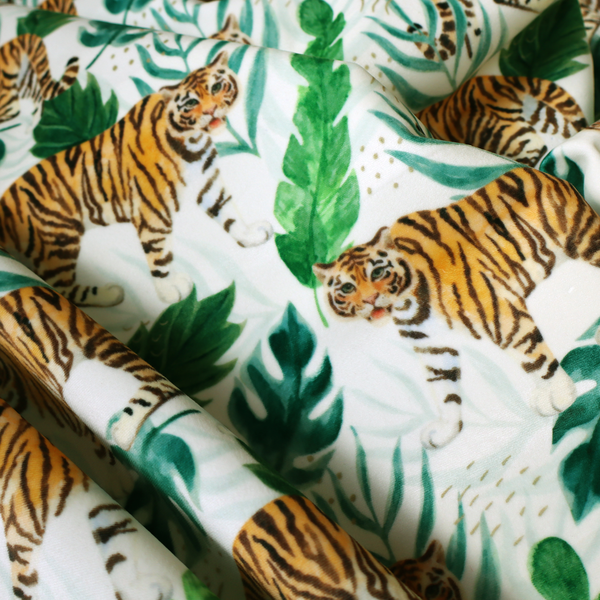 Watercolour Tiger Safari Soft Velvet Upholstery Fabric DP-48 - Handmade Cushions