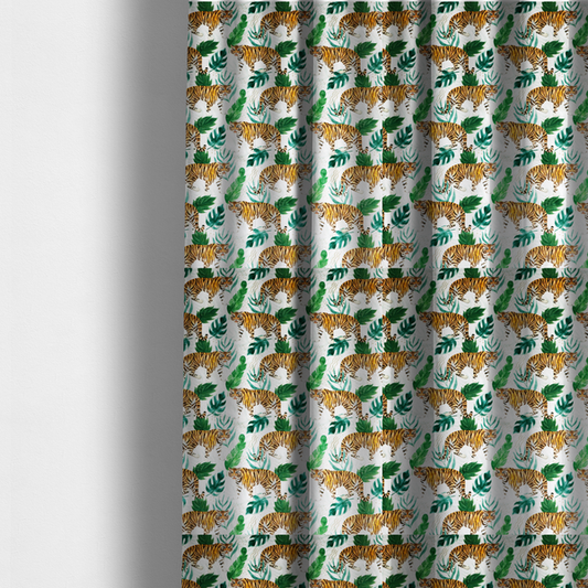 Watercolour Tiger Safari Soft Velvet Upholstery Fabric DP-48 - Made To Measure Curtains