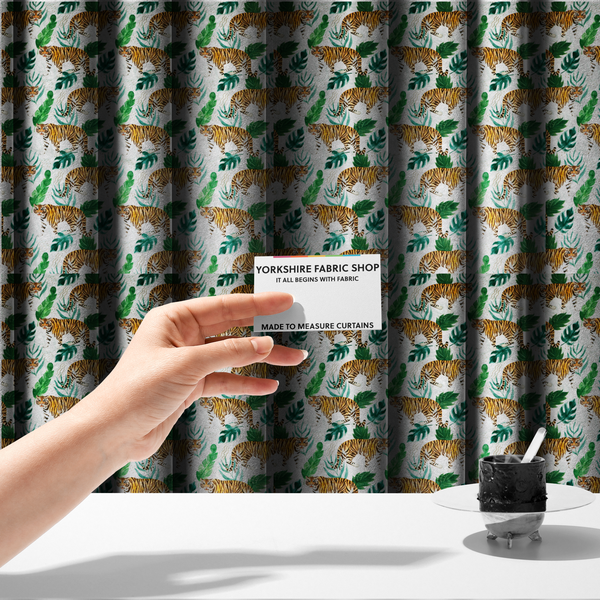 Watercolour Tiger Safari Soft Velvet Upholstery Fabric DP-48 - Made To Measure Curtains