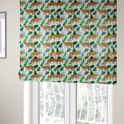 Watercolour Tiger Safari Soft Velvet Upholstery Fabric DP-48 - Roman Blinds