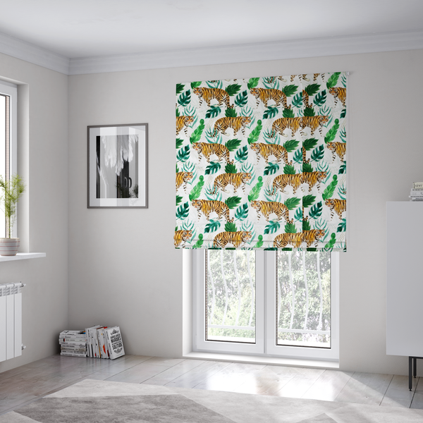 Watercolour Tiger Safari Soft Velvet Upholstery Fabric DP-48 - Roman Blinds