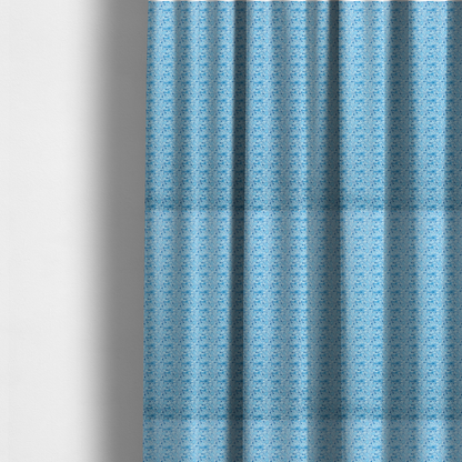 The fabric used to create these made-to-measure curtains is a light blue fabric print featuring a repetitive, minimalist pattern of tiny whales and scattered bubbles. The design uses varying shades of blue to create a soft, calming, and playful aquatic aesthetic.