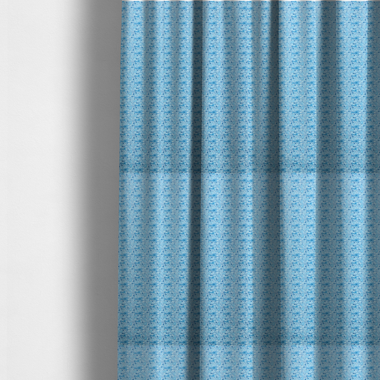 The fabric used to create these made-to-measure curtains is a light blue fabric print featuring a repetitive, minimalist pattern of tiny whales and scattered bubbles. The design uses varying shades of blue to create a soft, calming, and playful aquatic aesthetic.