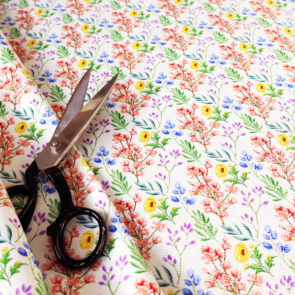 Delicate Multicoloured Wildflower Upholstery Fabric DP-50 - Handmade Cushions