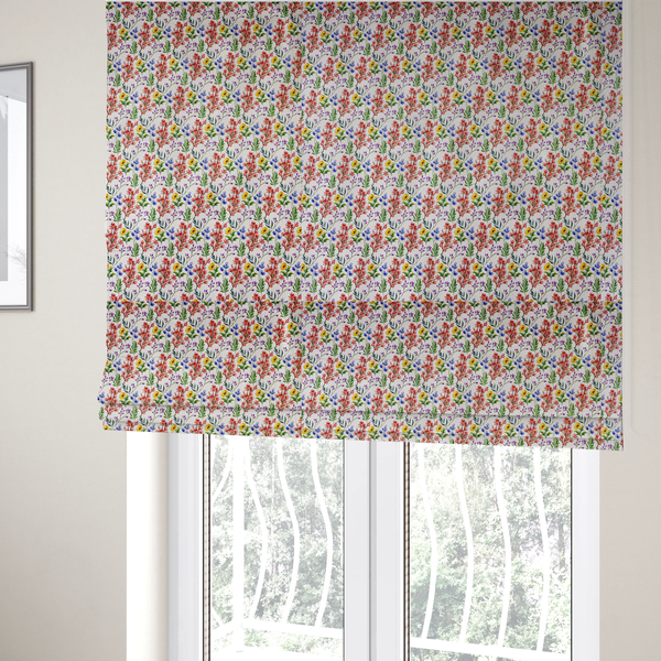 Delicate Multicoloured Wildflower Upholstery Fabric DP-50 - Roman Blinds