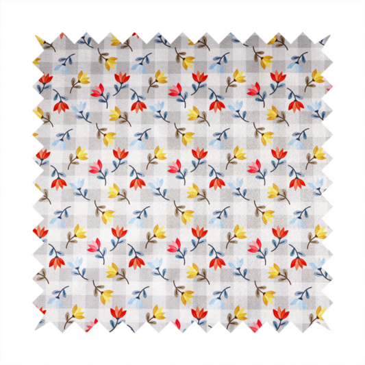 Shabby Chic Floral and Gingham Upholstery Fabric DP-51