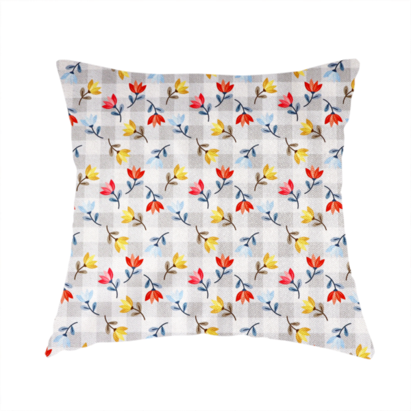 Shabby Chic Floral and Gingham Upholstery Fabric DP-51 - Handmade Cushions