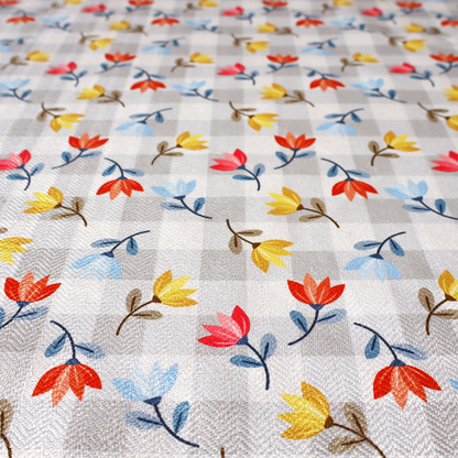 Shabby Chic Floral and Gingham Upholstery Fabric DP-51 - Handmade Cushions