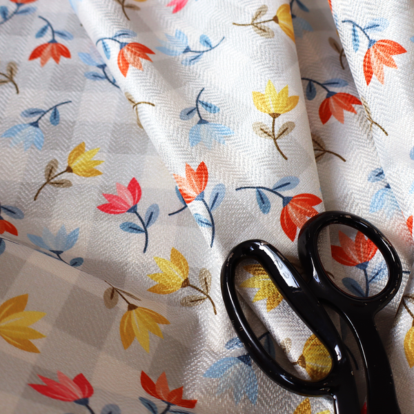 Shabby Chic Floral and Gingham Upholstery Fabric DP-51 - Handmade Cushions