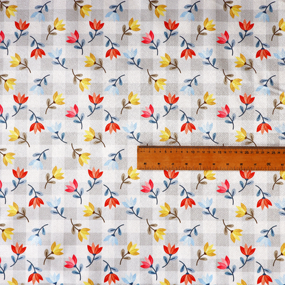 Shabby Chic Floral and Gingham Upholstery Fabric DP-51 - Handmade Cushions